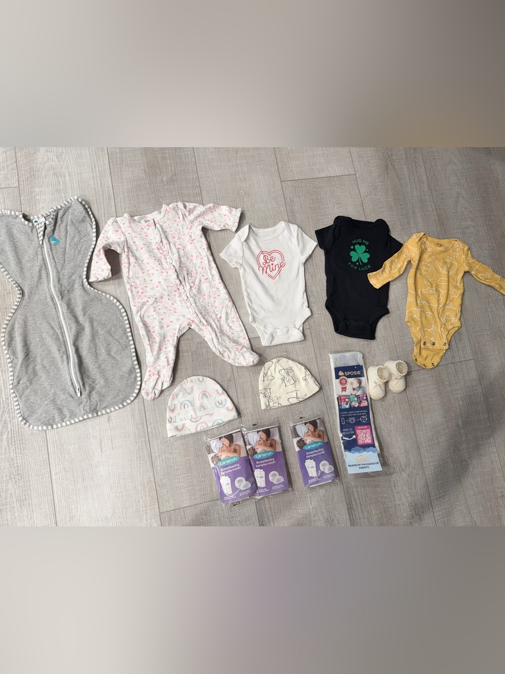 Baby Clothes Bundle: Swaddle, Pajamas, Bodysuit, Hats, Booties